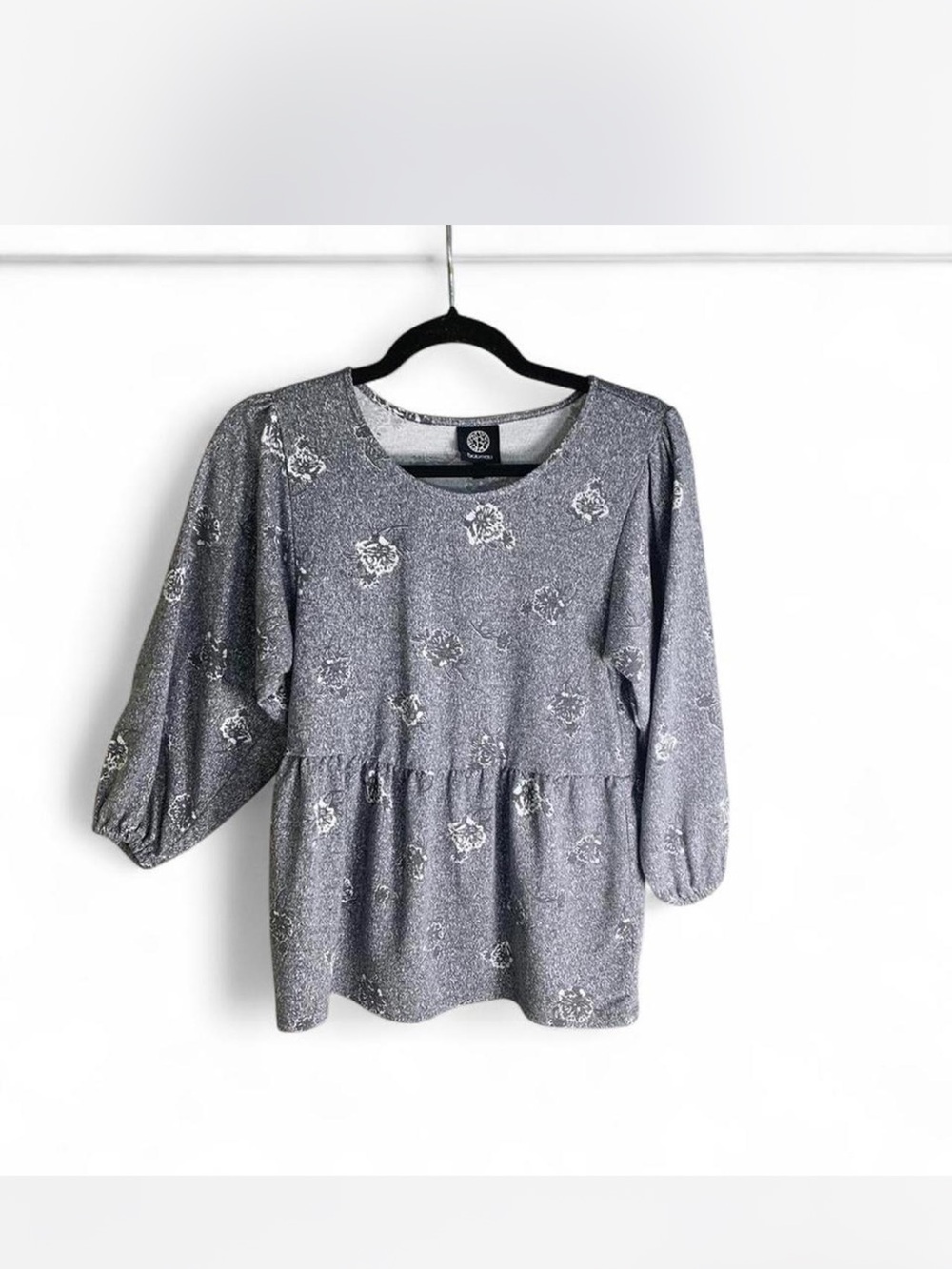 Heather Gray Floral Peplum Blouse size XS